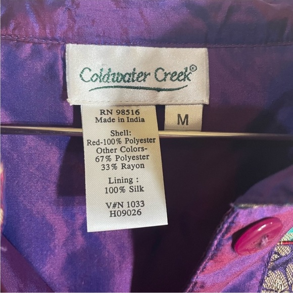 Coldwater Creek Silk Asian-Inspired Floral Design Lightweight Jacket - Picture 3 of 7